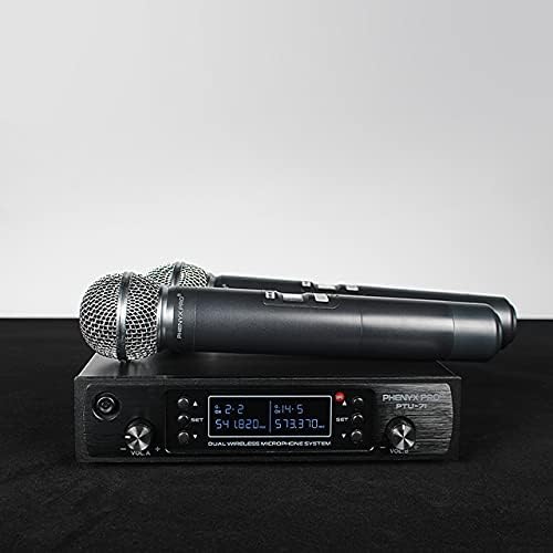 Phenyx Pro Wireless Microphone System  Dual Wireless Mics w/ 2 Handhelds  Auto Scan 2x100 UHF Frequencies 328ft Range Dynamic Microphone for Singing  Karaoke  Church PTU 71 2H