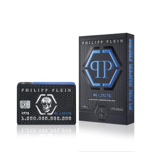 Philipp Plein   Eau de Toilette No Limits Super Fresh 90 ml   Parfum Homme   Notes Fra ches et Boisées   Une Vague dÉnergie  dHédonisme et de Succ s   Boisé Frais   Flacon en Verre Laqué Noir et Bleu