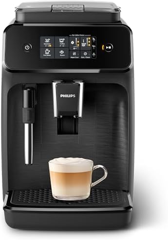 Philips 1200 Series Fully Automatic Espresso Machine  Classic Milk Frother  2 Coffee Varieties  Intuitive Touch Display  100  Ceramic Grinder  AquaClean Filter  Aroma Seal  Black  EP1220/04