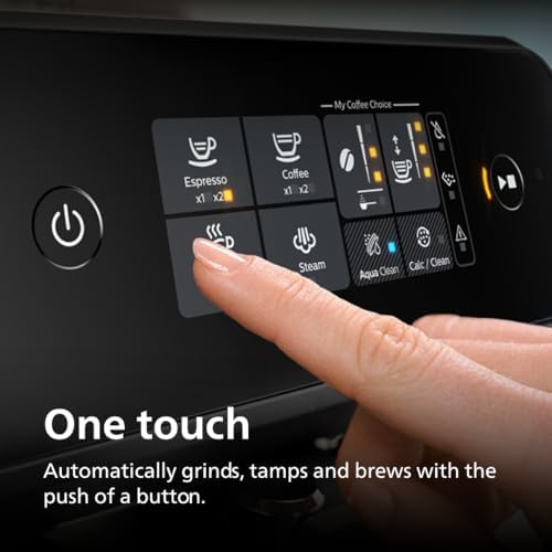 Philips 1200 Series Fully Automatic Espresso Machine  Classic Milk Frother  2 Coffee Varieties  Intuitive Touch Display  100  Ceramic Grinder  AquaClean Filter  Aroma Seal  Black  EP1220/04