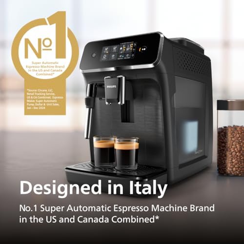 Philips 2200 Series Fully Automatic Espresso Machine  Classic Milk Frother  2 Coffee Varieties  Intuitive Touch Display  100  Ceramic Grinder  AquaClean Filter  Aroma Seal  Black  EP2220/14