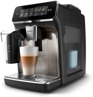 Philips 3300 Series Fully Automatic Espresso Machine with LatteGo Milk System and integrated grinder  6 Hot & Iced Coffee Pre Sets  40  Quieter SilentBrew  15 Bar Pressure  Glossy Black  EP3341/50 