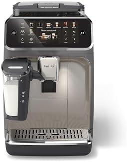 Philips 5500 Series Fully Automatic Espresso Machine  LatteGo Milk System  Integrated Grinder  20 Hot & Iced Coffee Pre Sets  Quick Start  SilentBrew  15 Bar Pressure  Black Chrome  EP5544/94 