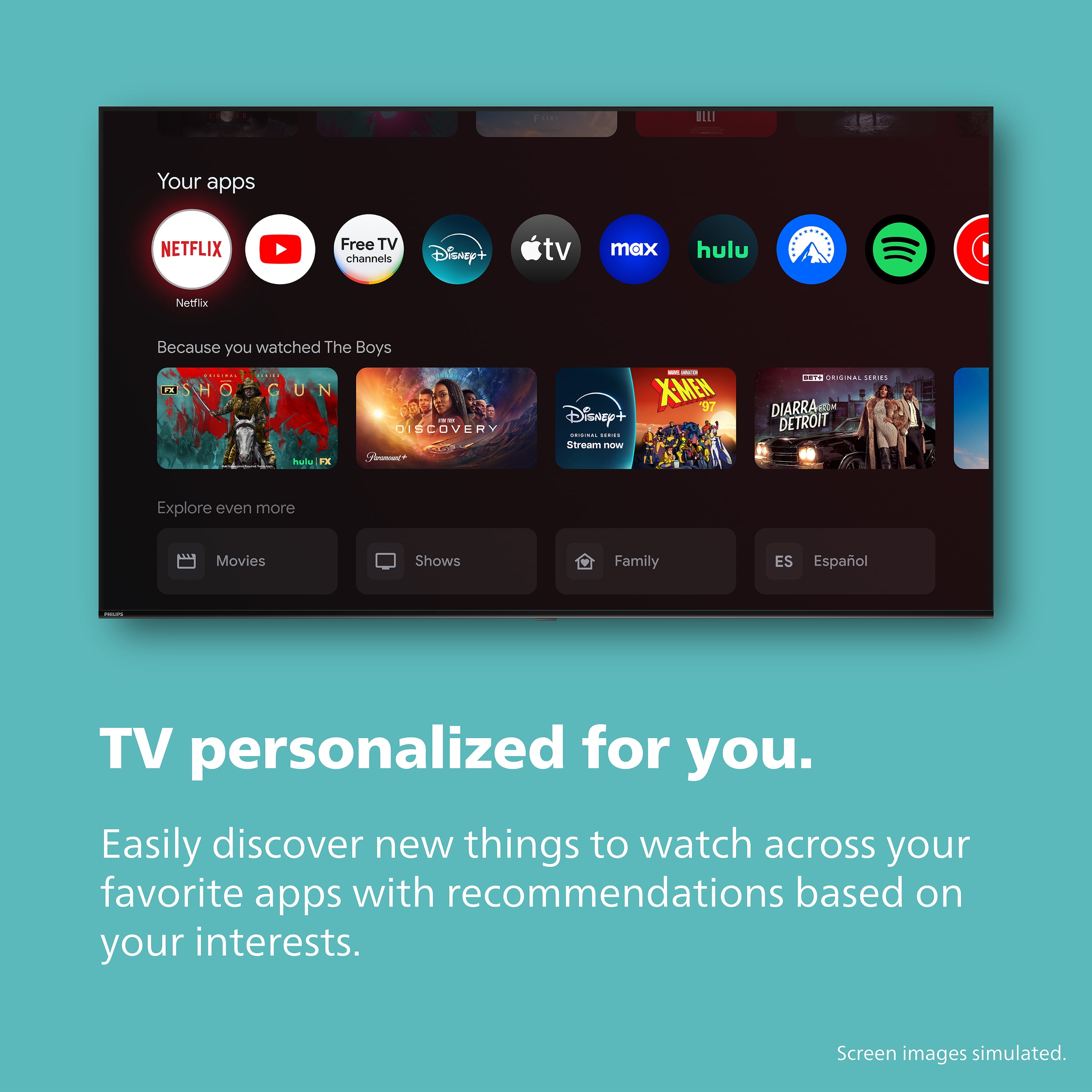 Philips 75" Class QLED 4K UHD  2160p  Google Smart TV  75PQL7456/F7 