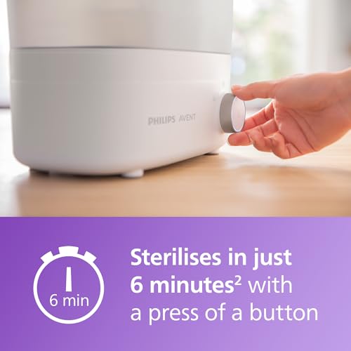 Philips Avent Baby Bottle Sterilizer and Dryer Premium  Removes 99 9  of Bacteria  Chemicals Free  Capacity 6 Bottles/Teats/Accessories  Modular Space Saving Design  Model SCF293