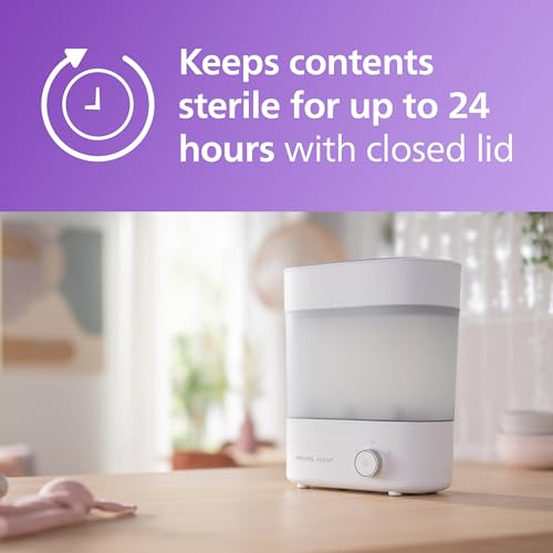 Philips Avent Baby Bottle Sterilizer and Dryer Premium  Removes 99 9  of Bacteria  Chemicals Free  Capacity 6 Bottles/Teats/Accessories  Modular Space Saving Design  Model SCF293