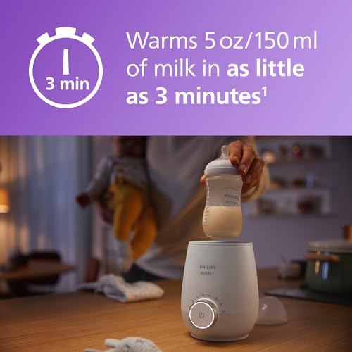Philips Avent Premium Fast Bottle Warmer  with Smart Temperature Control  Water Bath Technology  Automatic Shut Off  Model SCF358