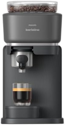 Philips Baristina Espresso Machine  Grind  Tamp & Brew Coffee Beans in One Swipe  Compact  16 Bar Pump Pressure  Automatic Grinder  Black with Black Portafilter  BAR300/60