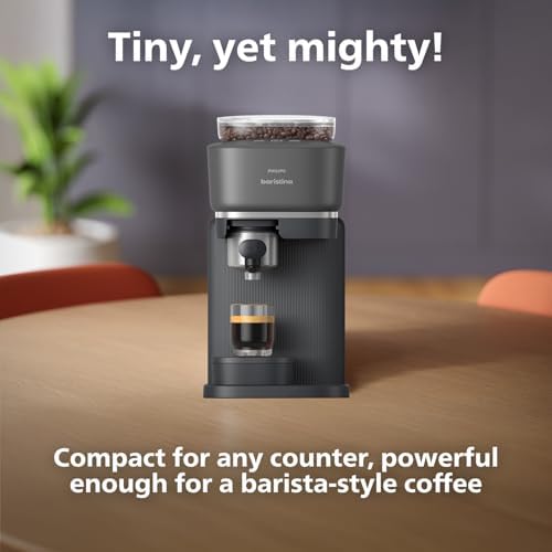 Philips Baristina Espresso Machine  Grind  Tamp & Brew Coffee Beans in One Swipe  Compact  16 Bar Pump Pressure  Automatic Grinder  Black with Black Portafilter  BAR300/60
