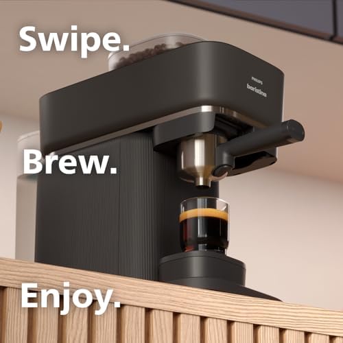 Philips Baristina Espresso Machine  Grind  Tamp & Brew Coffee Beans in One Swipe  Compact  16 Bar Pump Pressure  Automatic Grinder  Black with Black Portafilter  BAR300/60