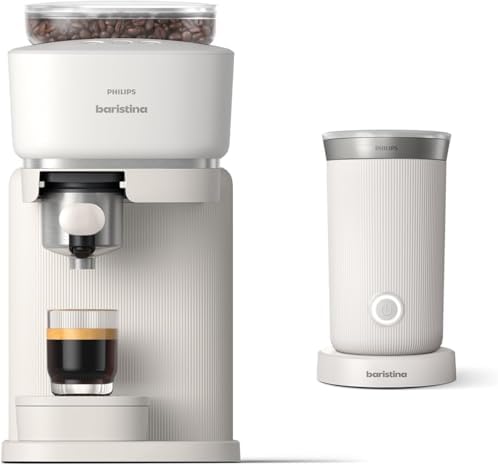 Philips Baristina Espresso Machine  Grind  Tamp & Brew Coffee Beans in One Swipe  Compact  16 Bar Pump Pressure  Automatic Grinder  Black with Black Portafilter  BAR300/60