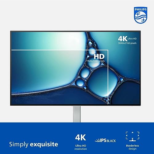 Philips Creator Series 27E2F7901 - Pantalla 4K UHD IPS de 27 pulgadas, USB-C, KVM integrado, altura ajustable, margarita, PD 96W, compatible con MacBook/PC, reemplazo anticipado de 4 años