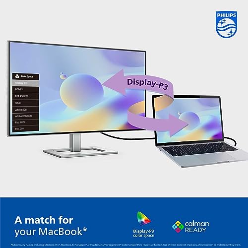 Philips Creator Series 27E2F7901 - Pantalla 4K UHD IPS de 27 pulgadas, USB-C, KVM integrado, altura ajustable, margarita, PD 96W, compatible con MacBook/PC, reemplazo anticipado de 4 años
