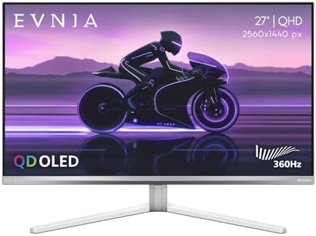 Philips Evnia 34M2C6500 QD OLED Curved Gaming Monitor  WQHD 3440 x 1440  175Hz  USB C Hub  Height Adjustable  4 Year Advance Replacement  Gaming Console Compatible