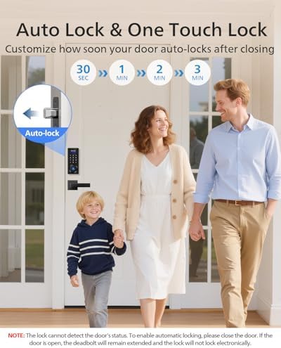 Philips Front Door Lock Set  Electronic Fingerprint Lock with 2 Lever Handles  Keyless Entry Door Lock with Handles  Auto Locking  Fingerprint Unlock  Touchscreen Keypad with Key