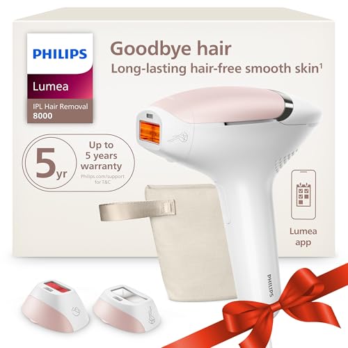 Philips Lumea 8000 Series IPL Hair Removal  Permanent Laser Hair Reduction for Women & Men  Easy and Comfortable Use at Home  SenseIQ  2 Attachments for Body & Face  BRI932/03