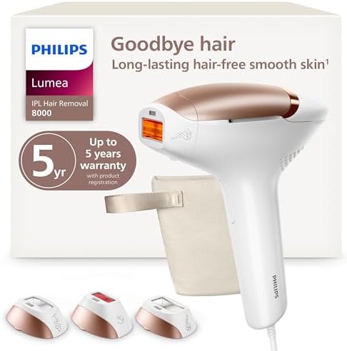 Philips Lumea 9000 Series IPL Hair Removal Device Permanent Laser Hair Reduction for Women & Men  Easy and Comfortable Use at Home  SenseIQ  4 Attachments for Body  Face  Bikini & Underarms  BRI984/03