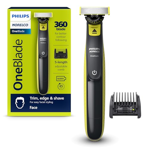 Philips Norelco One 360 Hybrid Face  Electric Beard Trimmer and Shaver  with 360 Technology  1x 360 for Face  5in1 Adjustable Comb  Model QP2724/90