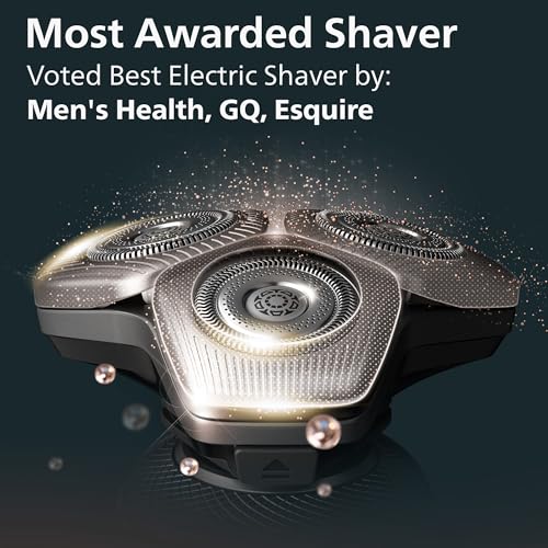 Philips Norelco S9000 Prestige SP9841/84 - Afeitadora giratoria eléctrica recargable en seco y húmedo con recortadora de precisión, estuche premium y sistema de limpieza