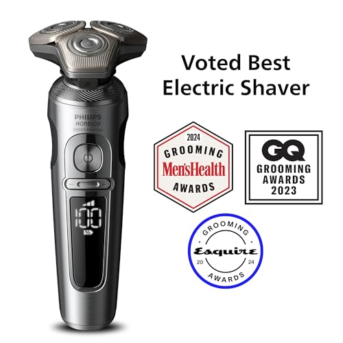 Philips Norelco S9000 Prestige SP9841/84 - Afeitadora giratoria eléctrica recargable en seco y húmedo con recortadora de precisión, estuche premium y sistema de limpieza