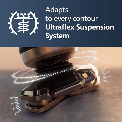 Philips Norelco S9000 Prestige SP9841/84 - Afeitadora giratoria eléctrica recargable en seco y húmedo con recortadora de precisión, estuche premium y sistema de limpieza