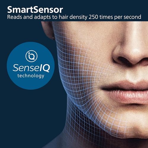 Philips Afeitadora eléctrica recargable en húmedo y seco serie 9000 con tecnología SenseIQ y Comfort Glide Ring, funciona con pilas, color plateado