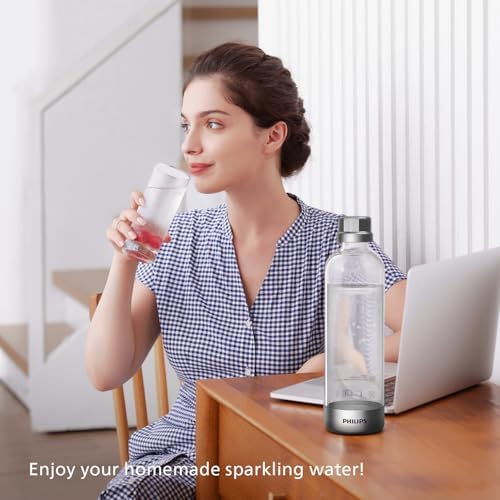 Philips Soda Streaming Machine  Stainless Sparkling Water Maker Easy Install with Quick Twist 1L PET Carbonating Bottle  Soda Maker Compatible with 60L CO2 Carbonator  NOT Included   ADD4902BKOQ/37