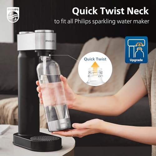 Philips Soda Streaming Machine  Stainless Sparkling Water Maker Easy Install with Quick Twist 1L PET Carbonating Bottle  Soda Maker Compatible with 60L CO2 Carbonator  NOT Included   ADD4902BKOQ/37