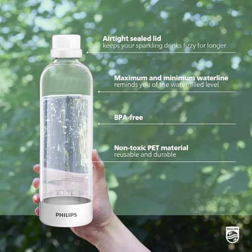 Philips Soda Streaming Machine  Stainless Sparkling Water Maker Easy Install with Quick Twist 1L PET Carbonating Bottle  Soda Maker Compatible with 60L CO2 Carbonator  NOT Included   ADD4902BKOQ/37