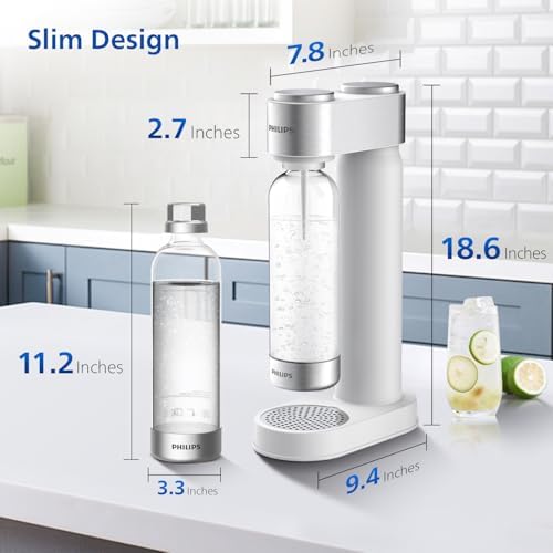 Philips Soda Streaming Machine  Stainless Sparkling Water Maker Easy Install with Quick Twist 1L PET Carbonating Bottle  Soda Maker Compatible with 60L CO2 Carbonator  NOT Included   ADD4902BKOQ/37