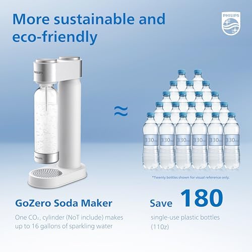 Philips Soda Streaming Machine  Stainless Sparkling Water Maker Easy Install with Quick Twist 1L PET Carbonating Bottle  Soda Maker Compatible with 60L CO2 Carbonator  NOT Included   ADD4902BKOQ/37