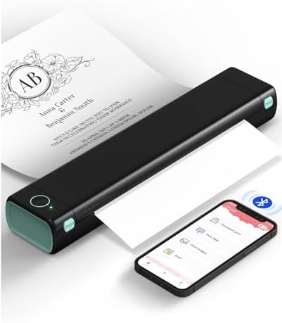 Phomemo Portable Printers Wireless for Travel  M08F Thermal Bluetooth Printer Support for 8 5x11 US Letter  Small Inkless Printer Compatible with iOS  Android  Laptop for Car  Office  Home