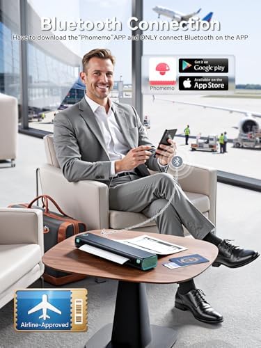 Phomemo Portable Printers Wireless for Travel  M08F Thermal Bluetooth Printer Support for 8 5x11 US Letter  Small Inkless Printer Compatible with iOS  Android  Laptop for Car  Office  Home