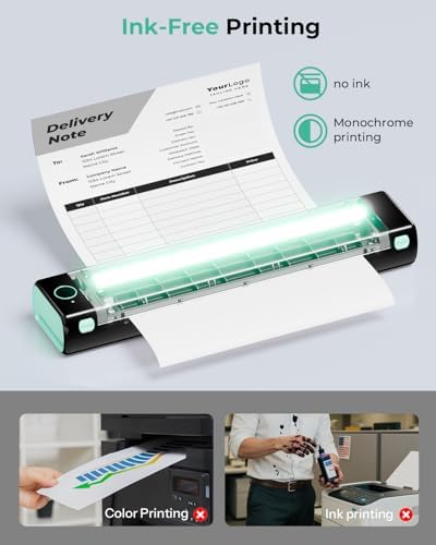 Phomemo Portable Printers Wireless for Travel  M08F Thermal Bluetooth Printer Support for 8 5x11 US Letter  Small Inkless Printer Compatible with iOS  Android  Laptop for Car  Office  Home