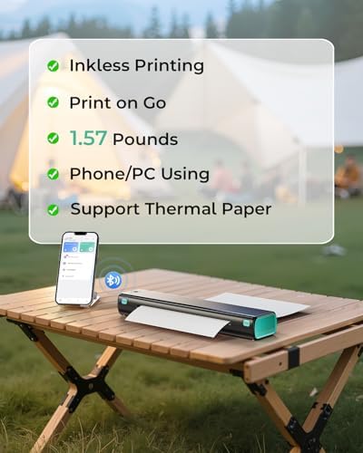 Phomemo Portable Printers Wireless for Travel  M08F Thermal Bluetooth Printer Support for 8 5x11 US Letter  Small Inkless Printer Compatible with iOS  Android  Laptop for Car  Office  Home