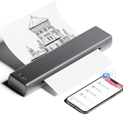 Phomemo Portable Printers Wireless for Travel  M08F Thermal Bluetooth Printer Support for 8 5x11 US Letter  Small Inkless Printer Compatible with iOS  Android  Laptop for Car  Office  Home