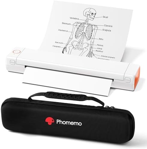 Phomemo Portable Printers Wireless for Travel  M08F Thermal Bluetooth Printer Support for 8 5x11 US Letter  Small Inkless Printer Compatible with iOS  Android  Laptop for Car  Office  Home