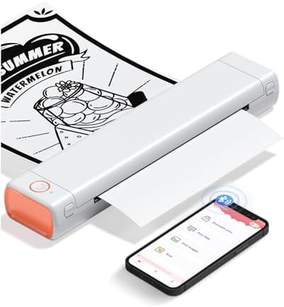 Phomemo Portable Printers Wireless for Travel  M08F Thermal Bluetooth Printer Support for 8 5x11 US Letter  Small Inkless Printer Compatible with iOS  Android  Laptop for Car  Office  Home
