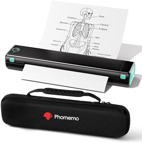 Phomemo Portable Printers Wireless for Travel  M08F Thermal Bluetooth Printer Support for 8 5x11 US Letter  Small Inkless Printer Compatible with iOS  Android  Laptop for Car  Office  Home