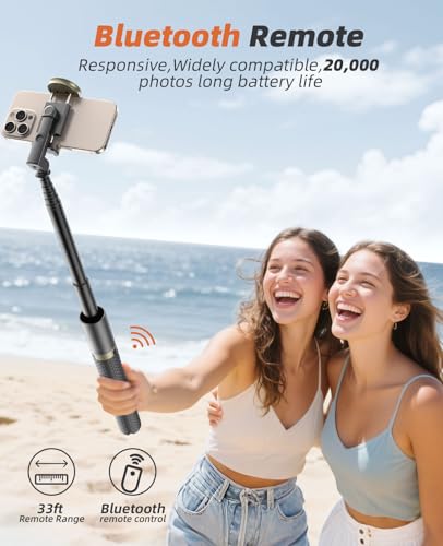 Phone Tripod & Selfie Stick with Remote  Portable  Lightweight for Video Recording Vlog  Extendable Travel Tripod Stand Compatible with iPhone Android  Black  62