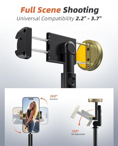 Phone Tripod & Selfie Stick with Remote  Portable  Lightweight for Video Recording Vlog  Extendable Travel Tripod Stand Compatible with iPhone Android  Black  62