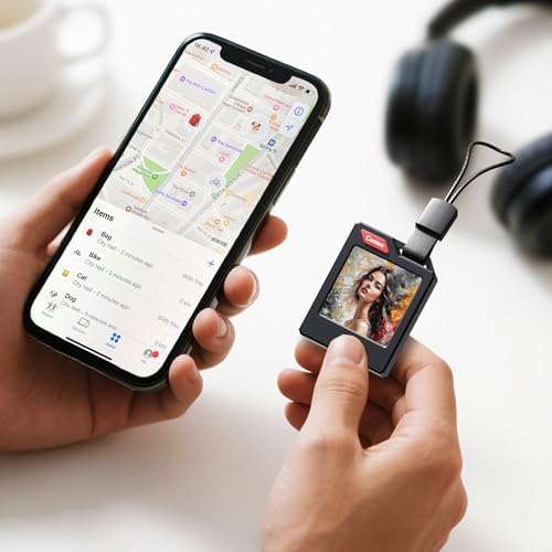 PhotoTag E Ink Bluetooth Tracker Tag Works with Apple Find My  iOS Only   Smart Key Finder & Item Locator  Custom Picture Display Luggage Tags  Airtag Holder  1 Pack Black