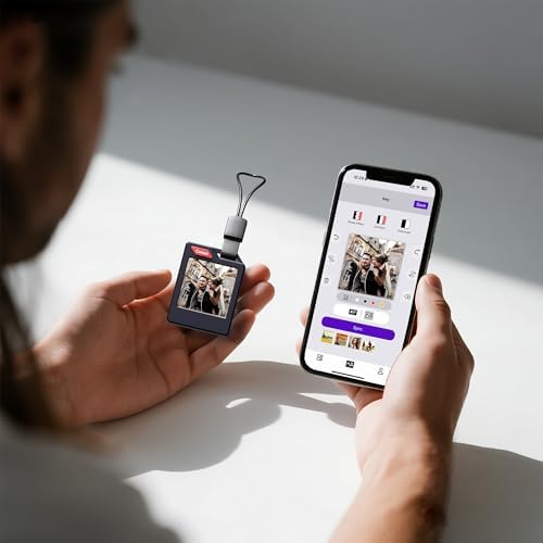 PhotoTag E Ink Bluetooth Tracker Tag Works with Apple Find My  iOS Only   Smart Key Finder & Item Locator  Custom Picture Display Luggage Tags  Airtag Holder  1 Pack Black