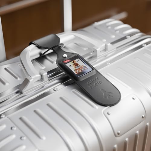 PhotoTag E Ink Bluetooth Tracker Tag Works with Apple Find My  iOS Only   Smart Key Finder & Item Locator  Custom Picture Display Luggage Tags  Airtag Holder  1 Pack Black