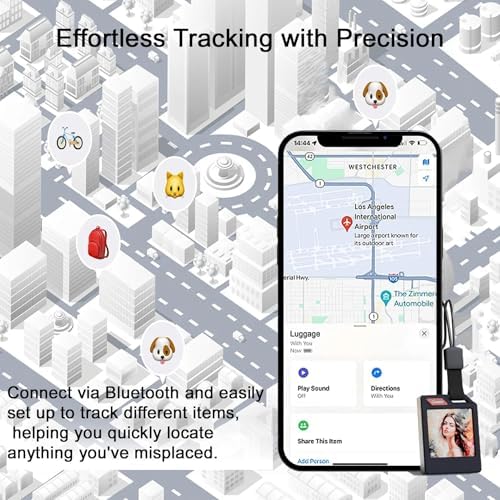 PhotoTag E Ink Bluetooth Tracker Tag Works with Apple Find My  iOS Only   Smart Key Finder & Item Locator  Custom Picture Display Luggage Tags  Airtag Holder  1 Pack Black
