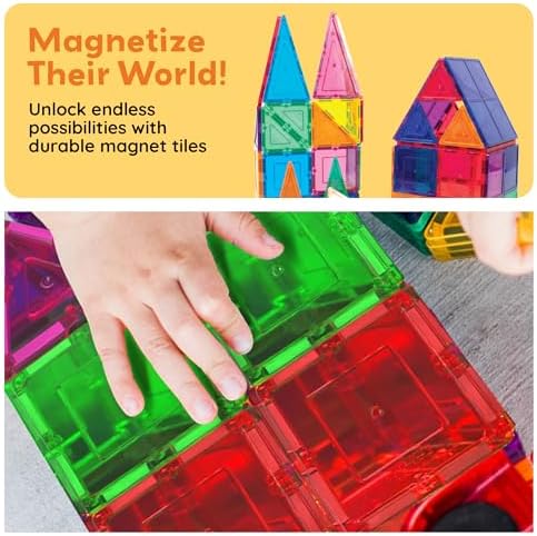 PicassoTiles 100 Piece Set 100pcs Magnet Building Tiles Clear Magnetic 3D Blocks Construction Playboards  Creativity Beyond Imagination  Inspirational  Recreational  Educational Conventional