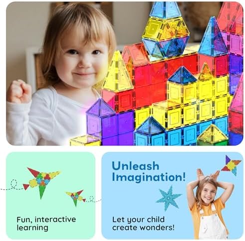 PicassoTiles 100 Piece Set 100pcs Magnet Building Tiles Clear Magnetic 3D Blocks Construction Playboards  Creativity Beyond Imagination  Inspirational  Recreational  Educational Conventional