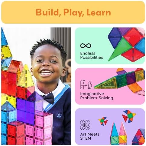 PicassoTiles 100 Piece Set 100pcs Magnet Building Tiles Clear Magnetic 3D Blocks Construction Playboards  Creativity Beyond Imagination  Inspirational  Recreational  Educational Conventional