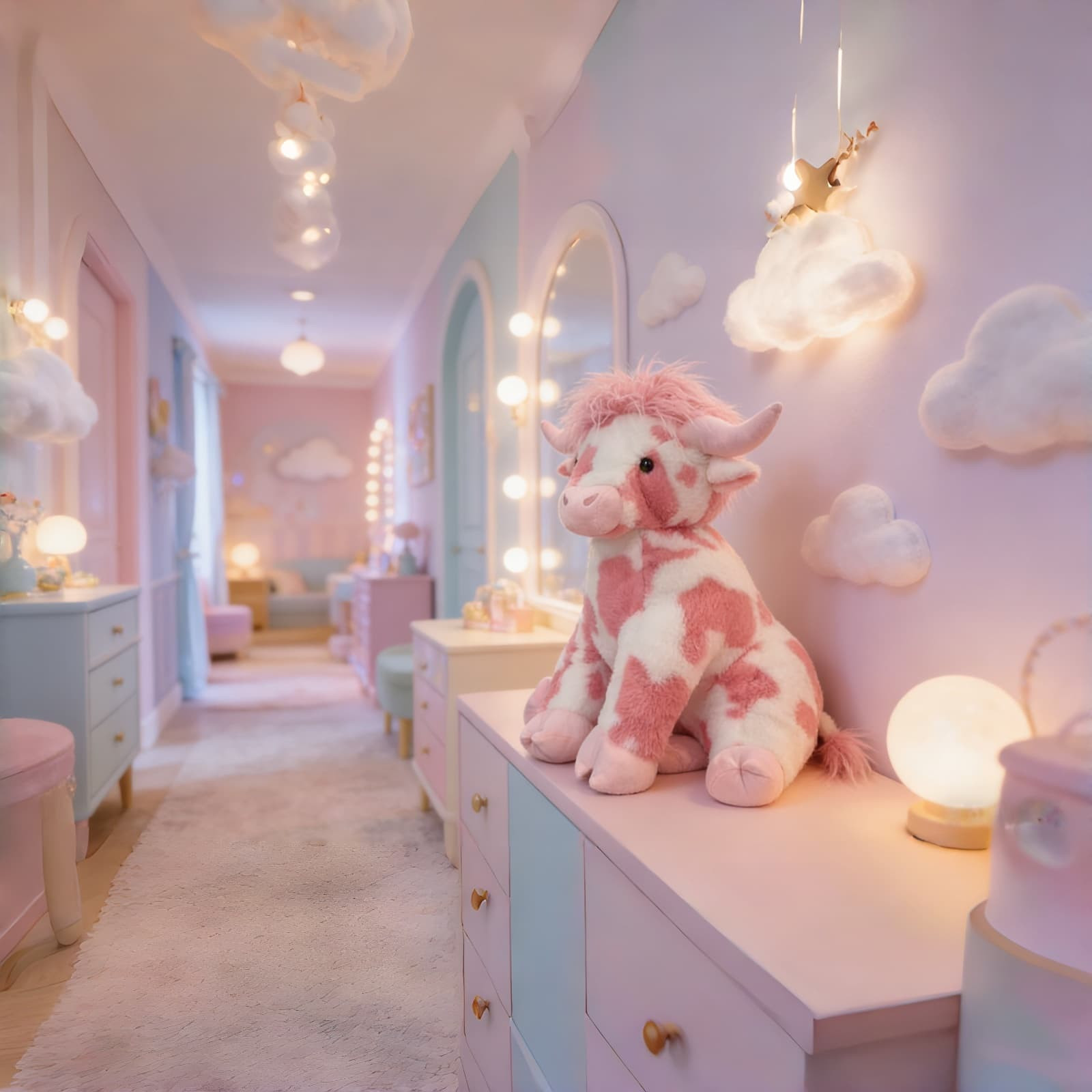 Pink Cow Plush Highland cow Valentine s Day Gift 20"