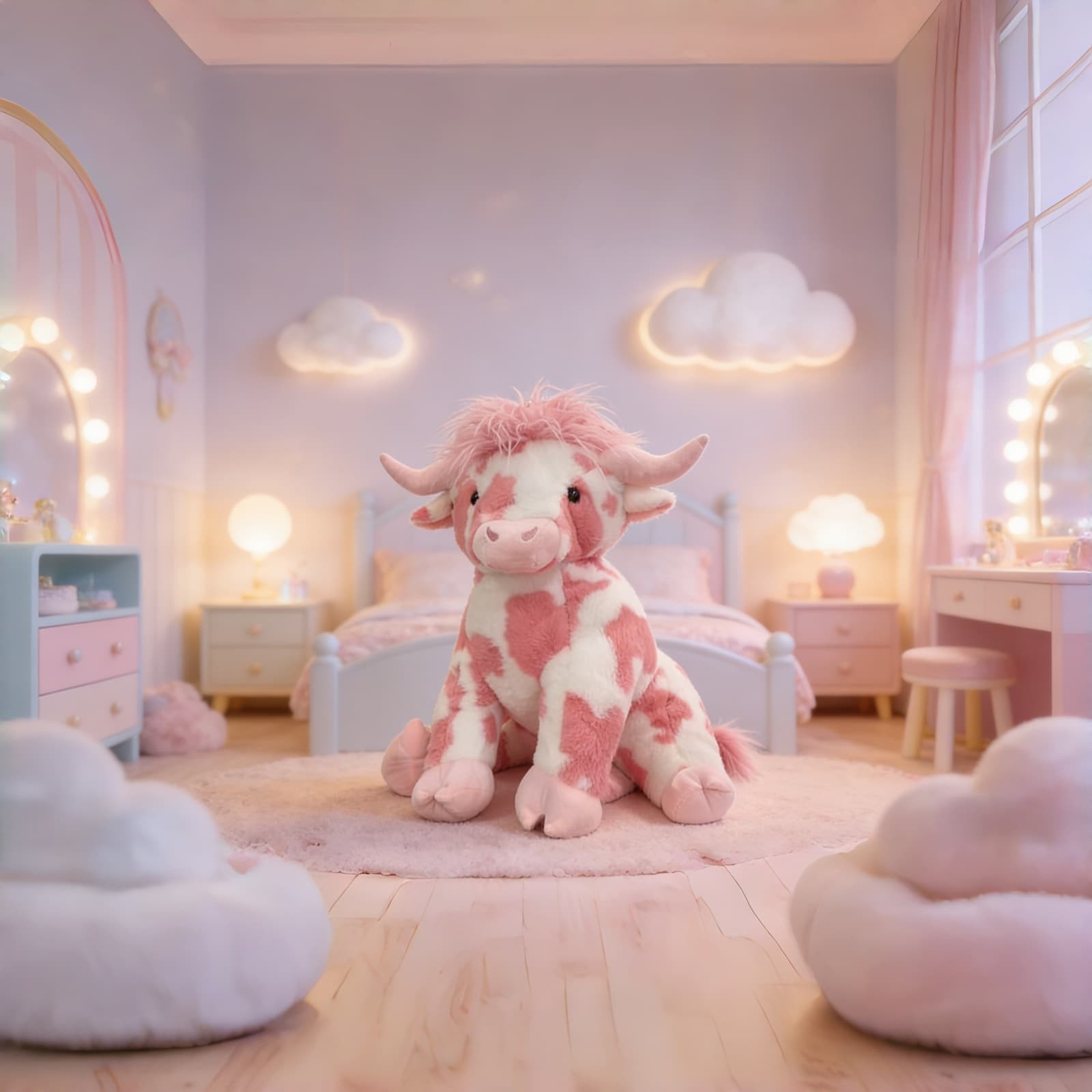 Pink Cow Plush Highland cow Valentine s Day Gift 20"